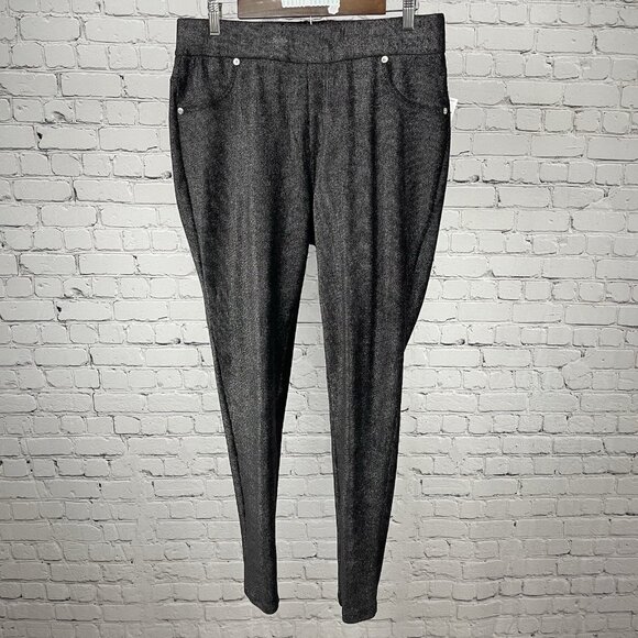 NWT Michael Kors Black & Silver Shimmer High Rise Jegging Pants Size 1X (33x31) - Picture 1 of 10